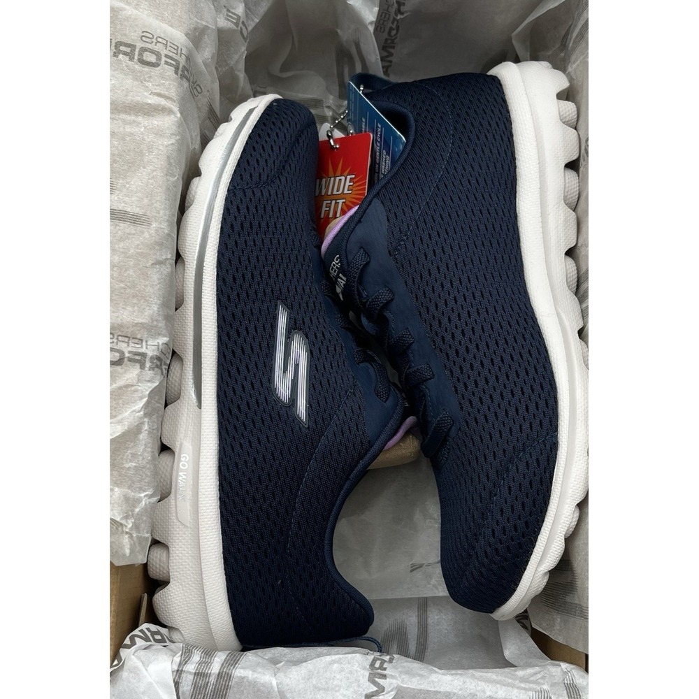 Skechers Women's Go Walk Travel Fun Journey Sneakers Size 5.5 Wide Nave Blue - Picture 3 of 11